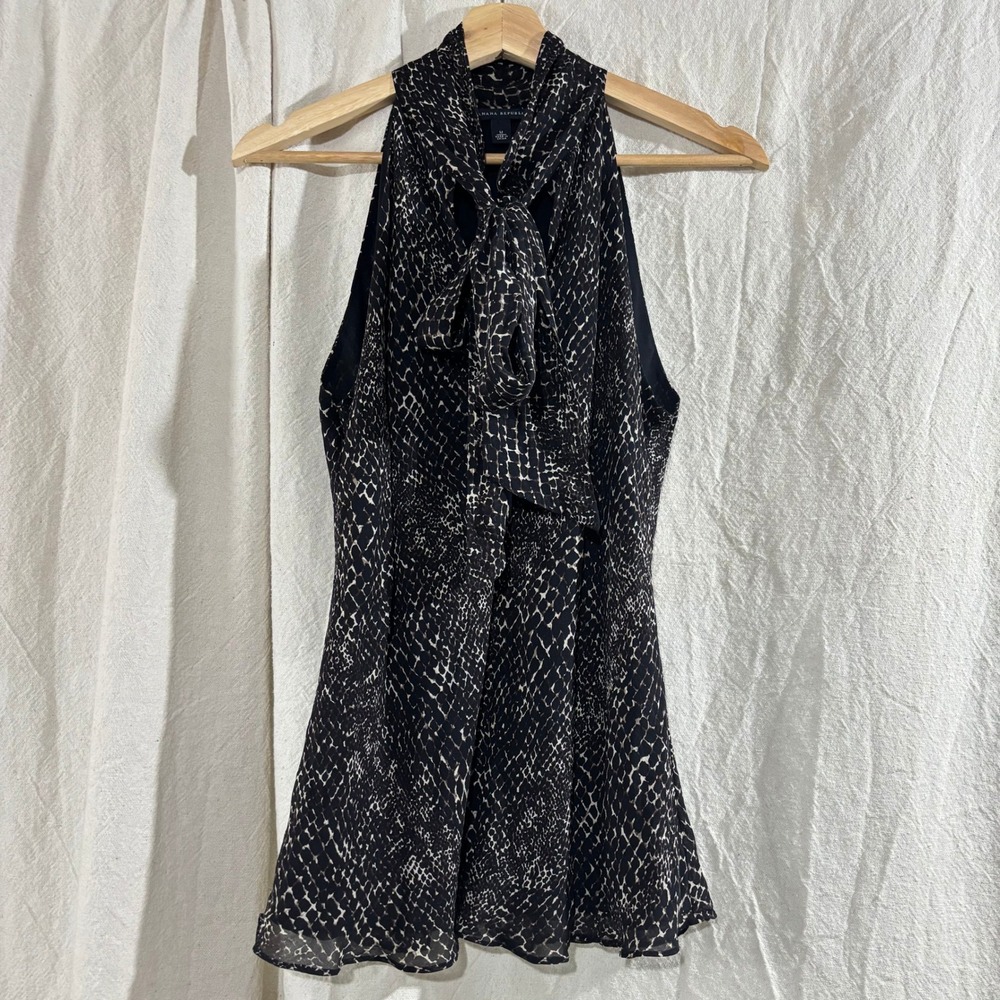 Banana Republic Silk Halter Top Snakeskin Animal Print Tie Neck Blouse M Y2K